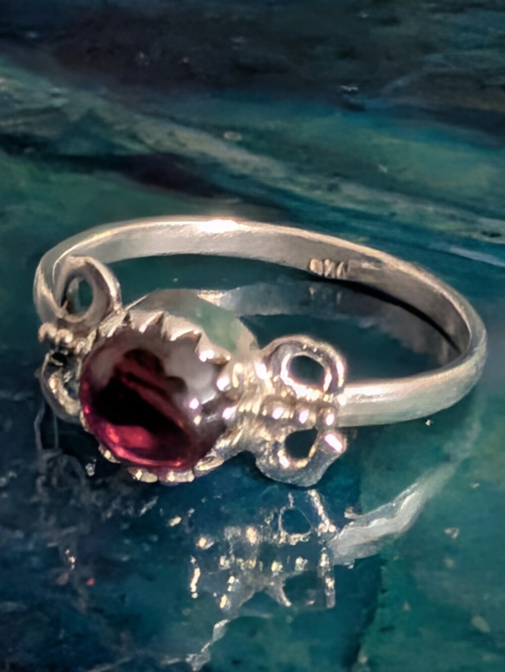 🆕 Unique 925 Sterling Silver Ring Genuine Garnet Ring Size 10 Solid Sterling - Picture 5 of 11
